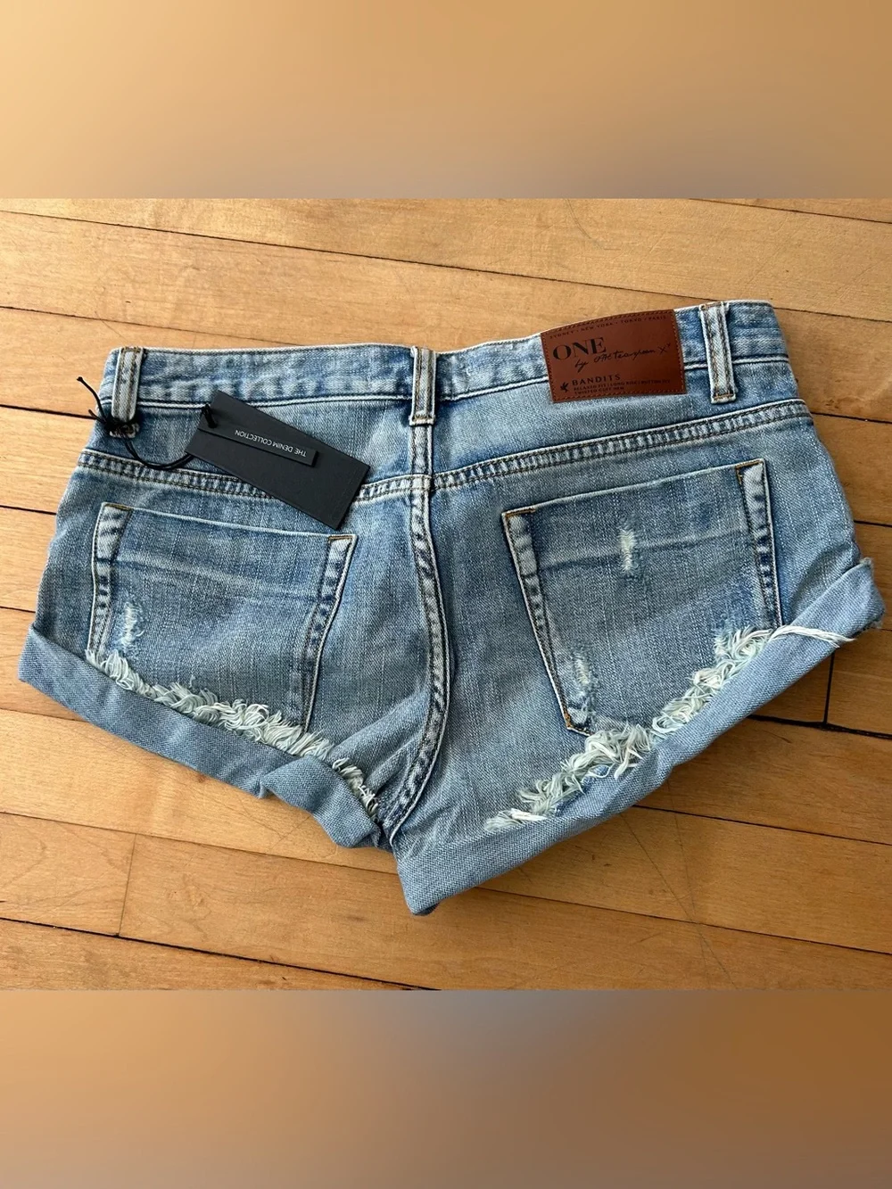 One Teaspoon Bandits Blue Distressed Denim Jean Shorts